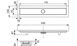 TECElinus Комплект дренажного канала с основой для плитки "tile" и панель “steel”, 0,8 л/с, 800 мм мини 3 6