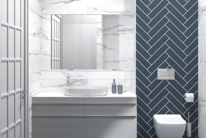 Белый мрамор и английская елочка