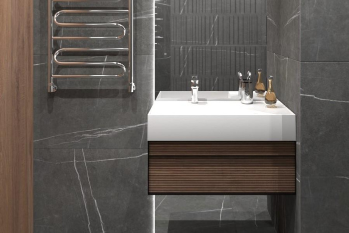 Серый камень + дерево